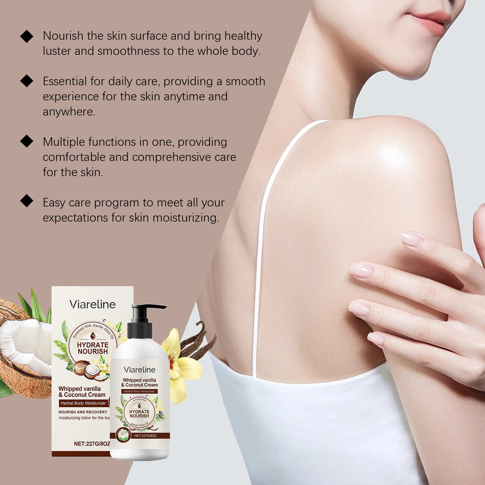 Coconut Body Moisturizing Cream With Elasticity