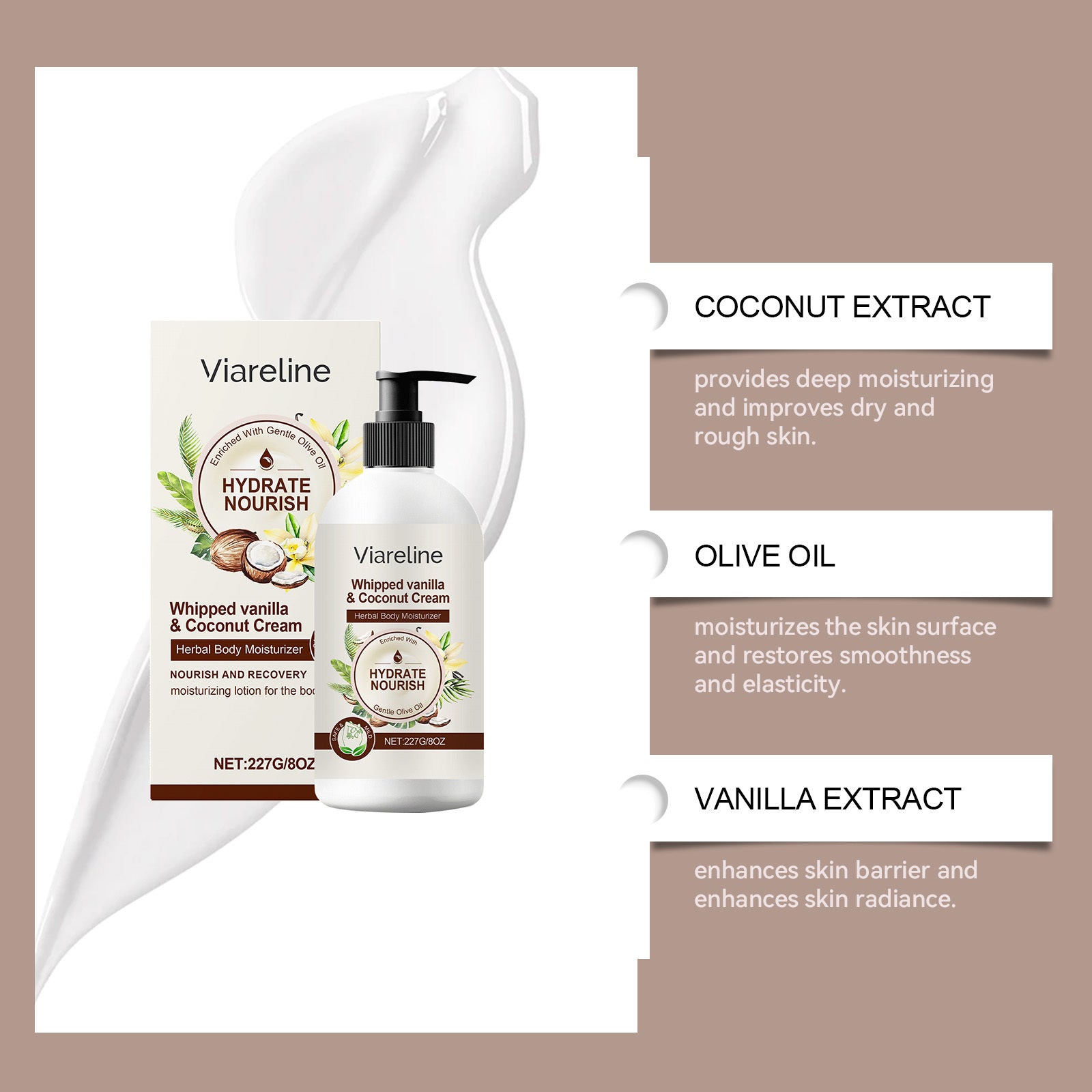 Coconut Body Moisturizing Cream With Elasticity