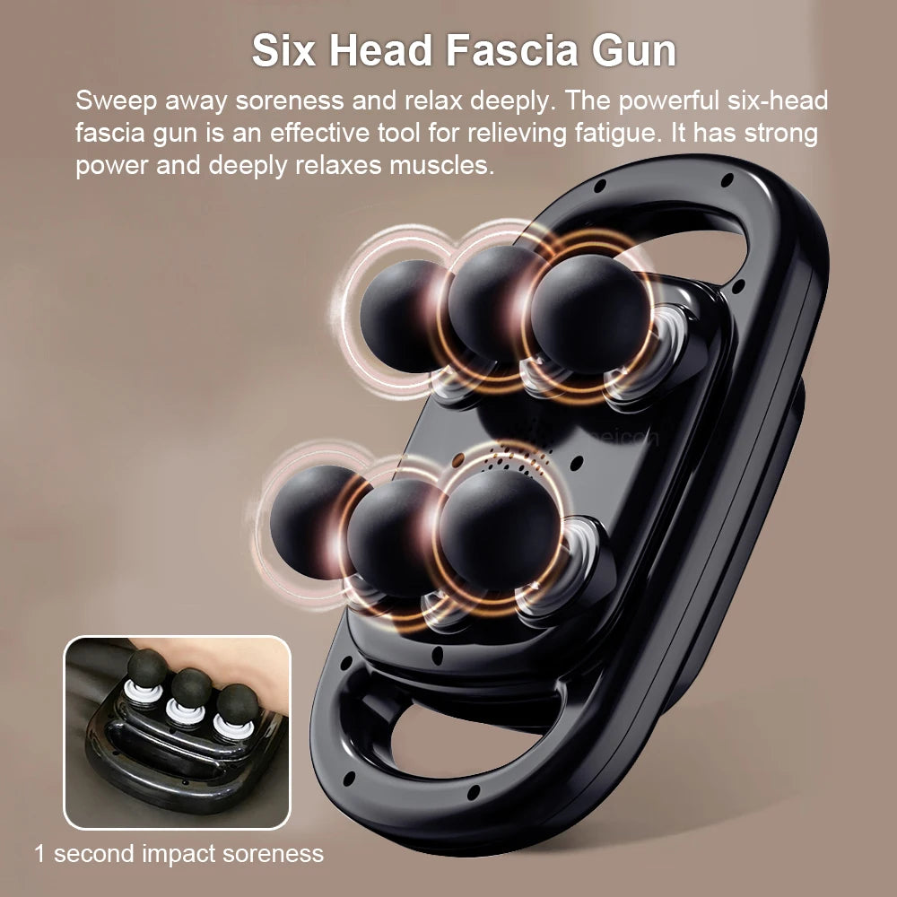 Professional Fascia Massage Gun with 6 Heads for Neck & Waist