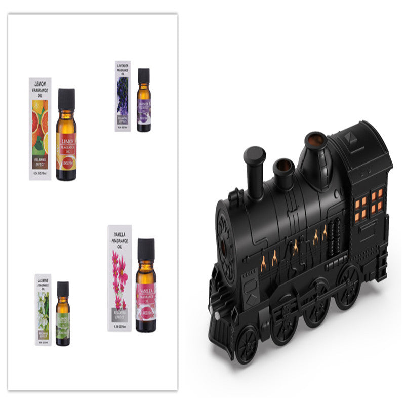Train Shape Aromatherapy Diffuser Desktop Essential Oils Difusor Smoke Ring Double Spray Ultrasonic Air Humidifier With LED Lamp